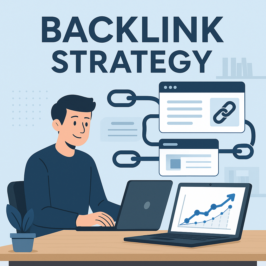 Computer screen displaying a backlink growth chart