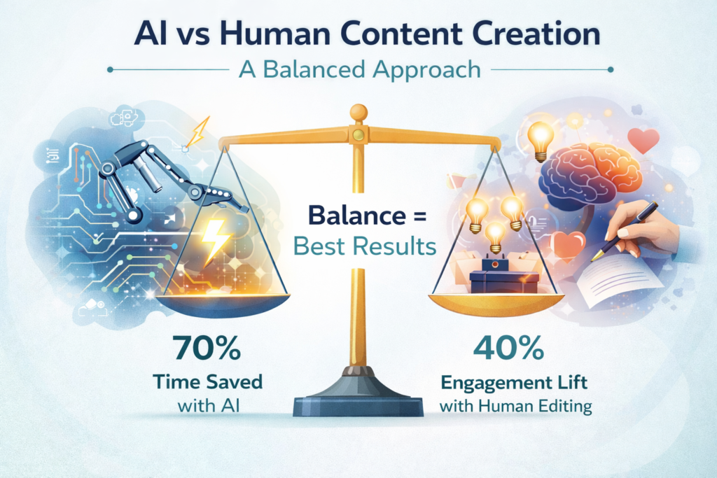 AI Content Creation vs Human Creativity - Balancing technology and human touch for content